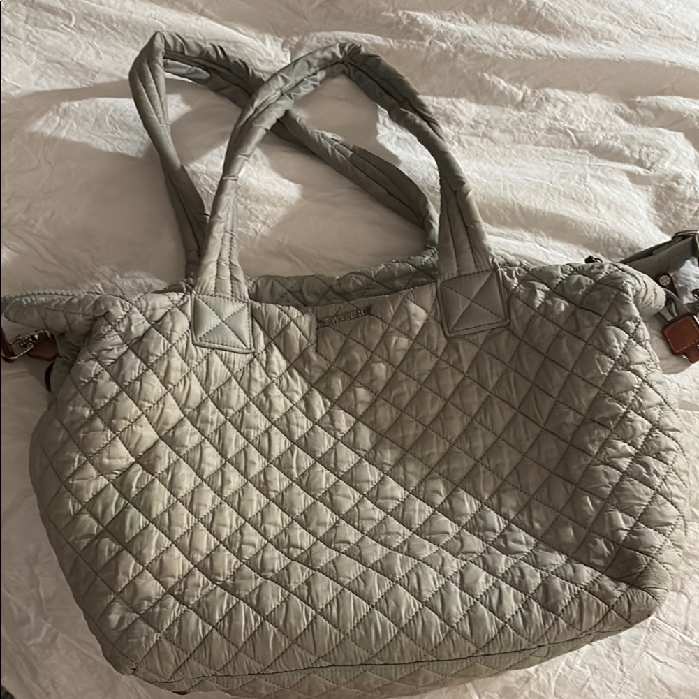 Mz Wallace Quilted Gray Tote - Slight Distressed, Discoloration - Good Condition